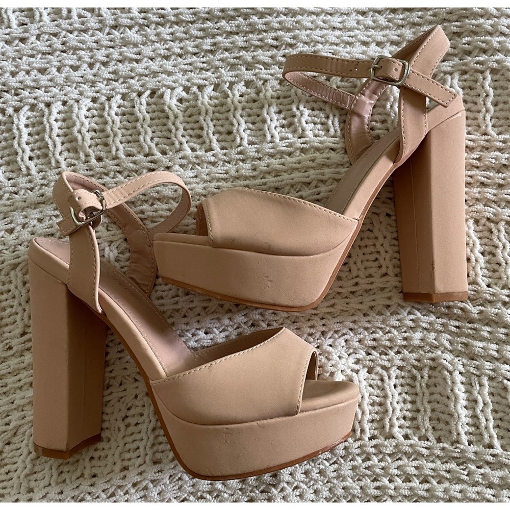 Nude Platform Sandal Heels